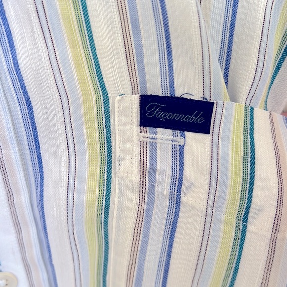 Faconnable Linen white and striped Man's Shirt - Picture 4 of 5